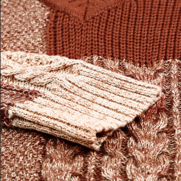 #52 1 Left! Rust Brown Drop Shoulder V Neck Sweater - Picture 9 of 10